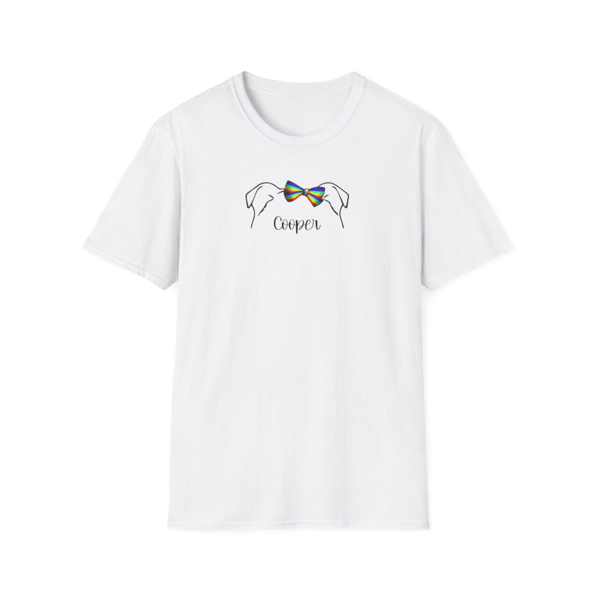 Personalized Dog Ear Softstyle T-Shirt | Bulldog Pride Bow - Image 2
