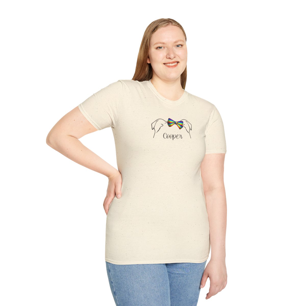 Personalized Dog Ear Softstyle T-Shirt | Bulldog Pride Bow - Image 29
