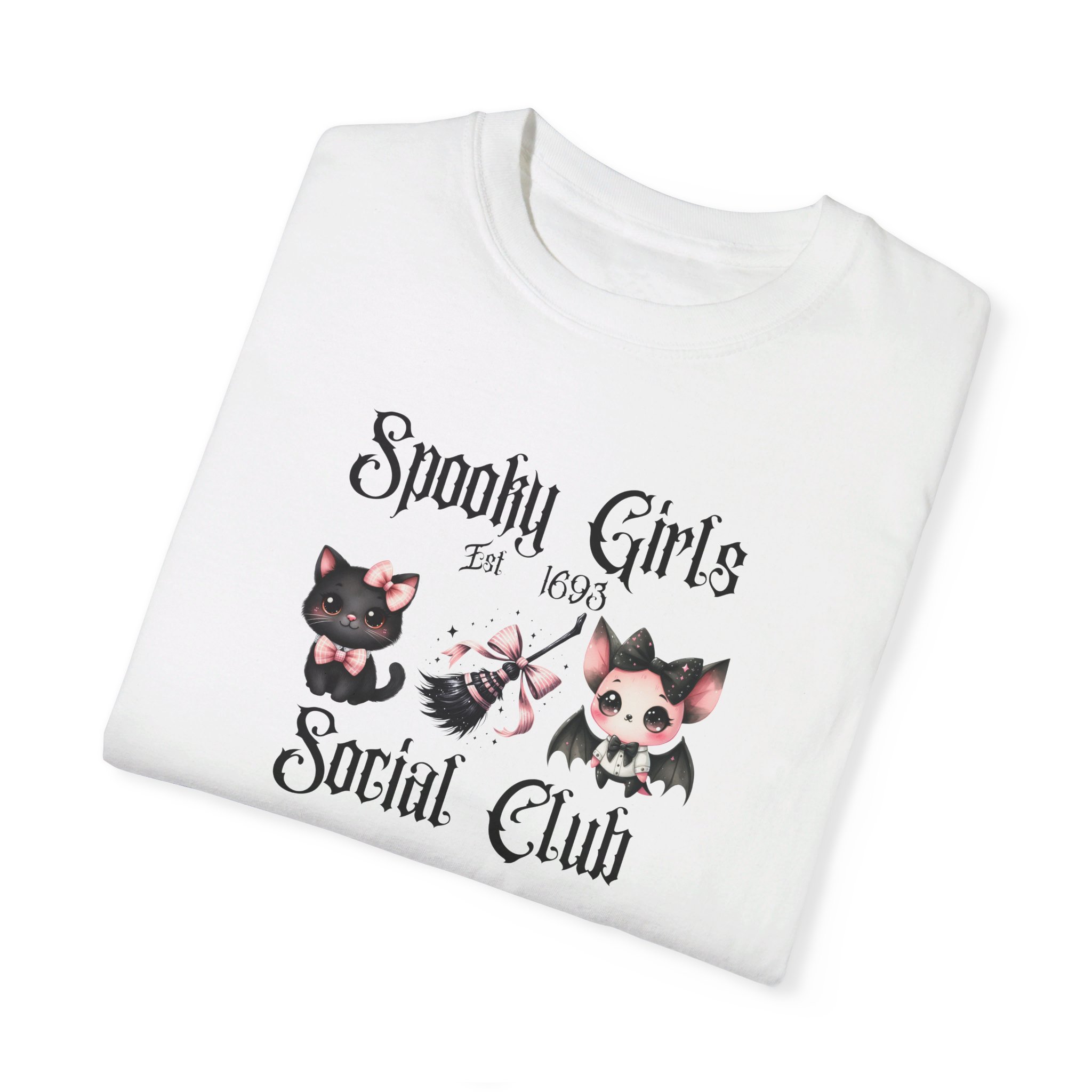Comfort Colors® T-Shirt – Spooky Girls Social Club Cat & Bat - Image 4