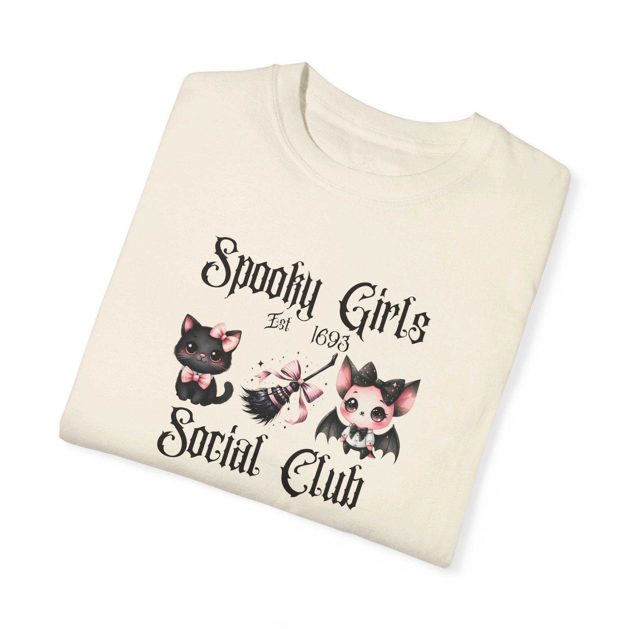 Comfort Colors® T-Shirt – Spooky Girls Social Club Cat & Bat - Image 7