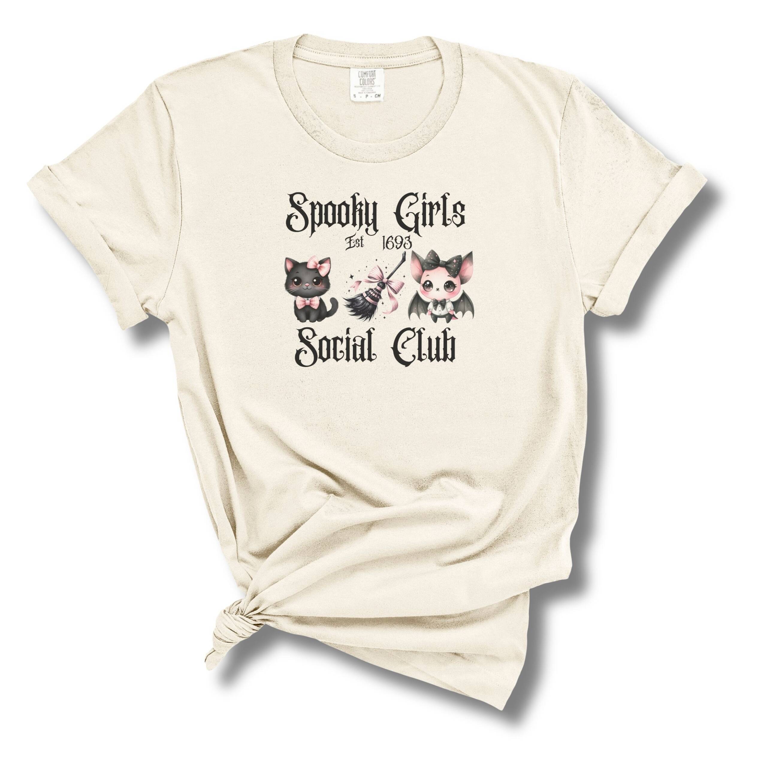 Comfort Colors® T-Shirt – Spooky Girls Social Club Cat & Bat - Image 6