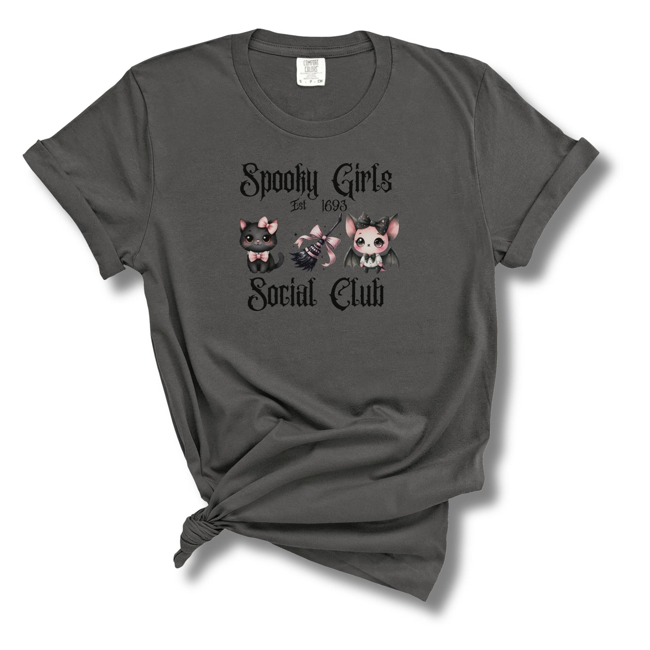 Comfort Colors® T-Shirt – Spooky Girls Social Club Cat & Bat - Image 9