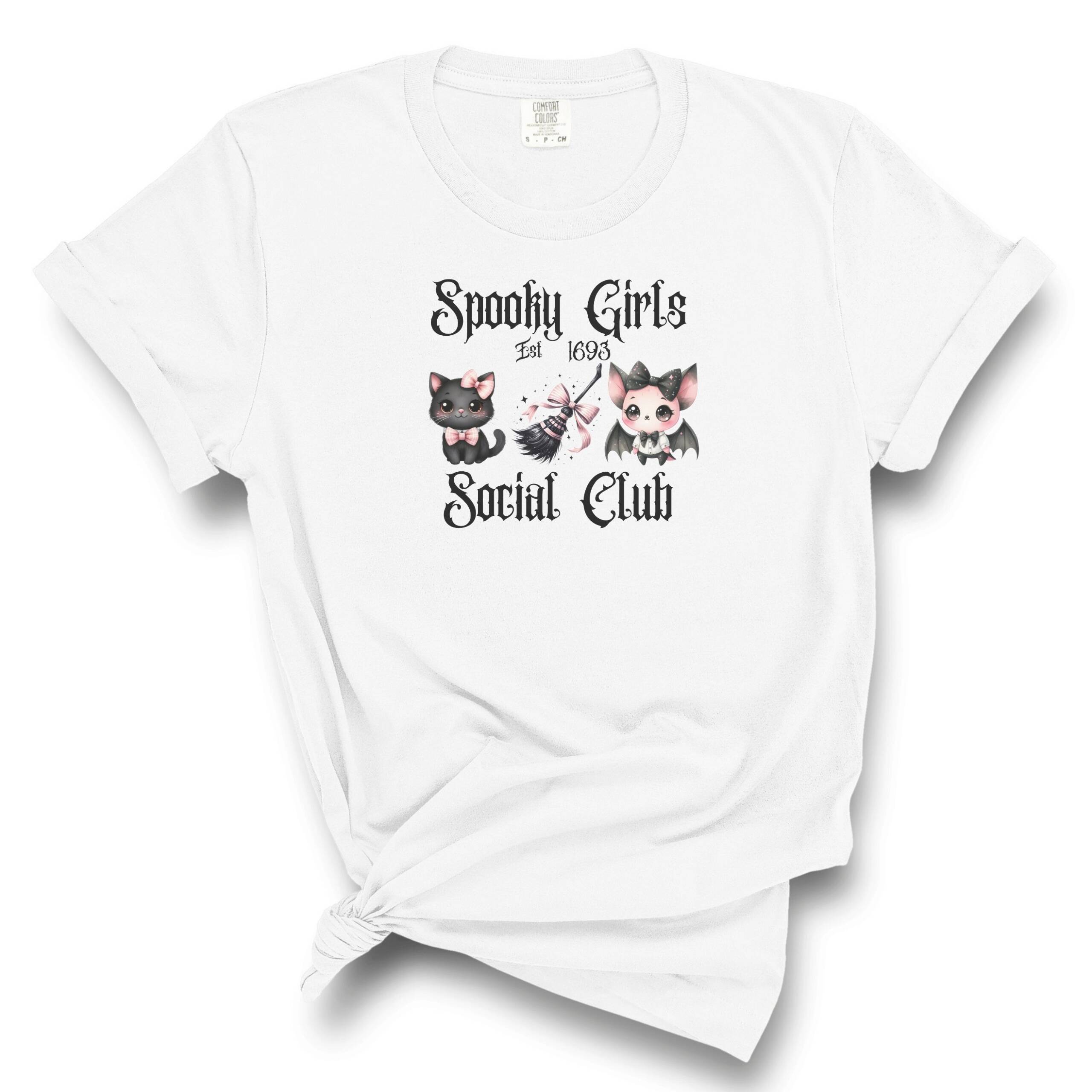 Comfort Colors® T-Shirt – Spooky Girls Social Club Cat & Bat - Image 3